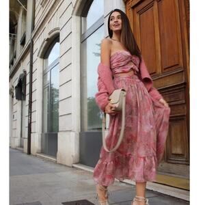 MISA Los Angeles Arianne Dress Sleeveless Romantic Midi Chiffon Boho NWT S $470